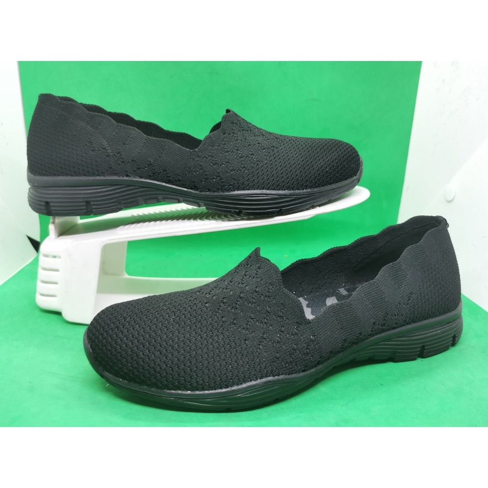 Skechers Women's Seager Stat Slip On Walking Sneaker Shoes Black Size 7.5 New